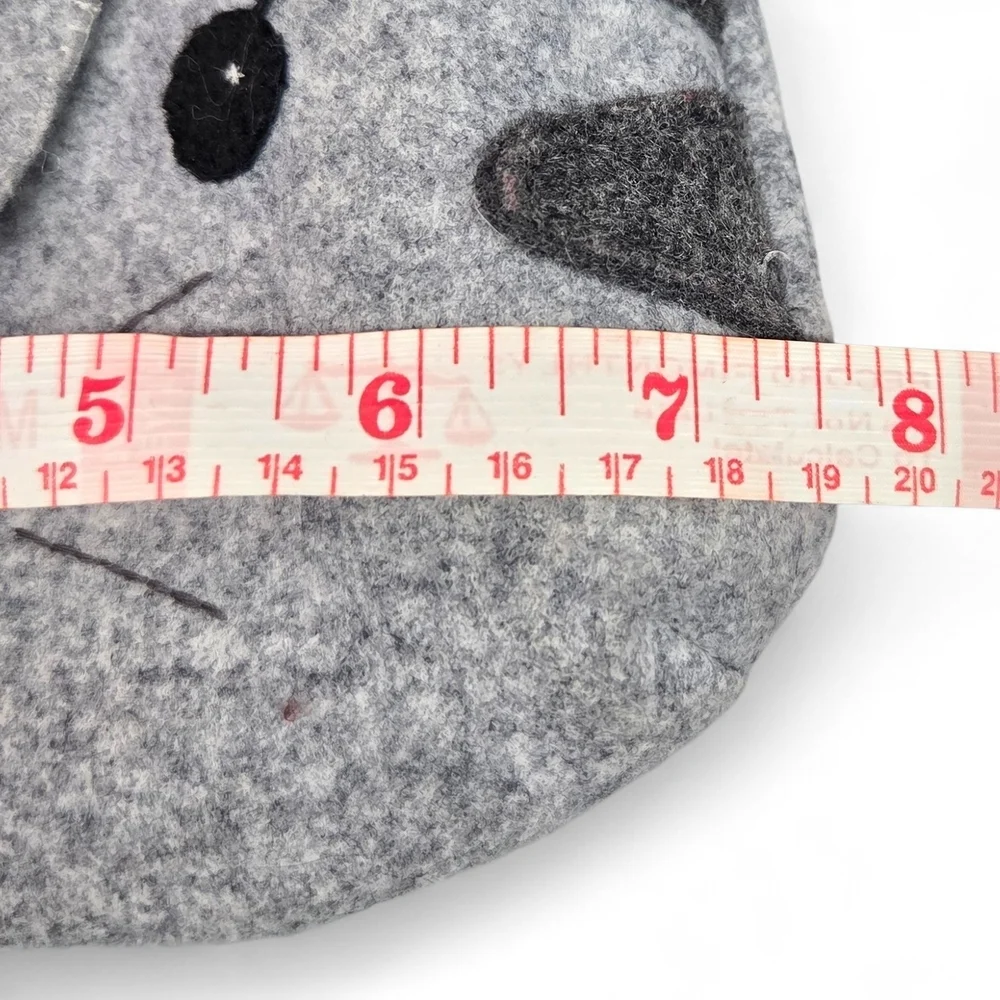 Cute Handmade Gray Felt Kitty Cat Shoulder Bag Adjustable Strap Magnetic Closure